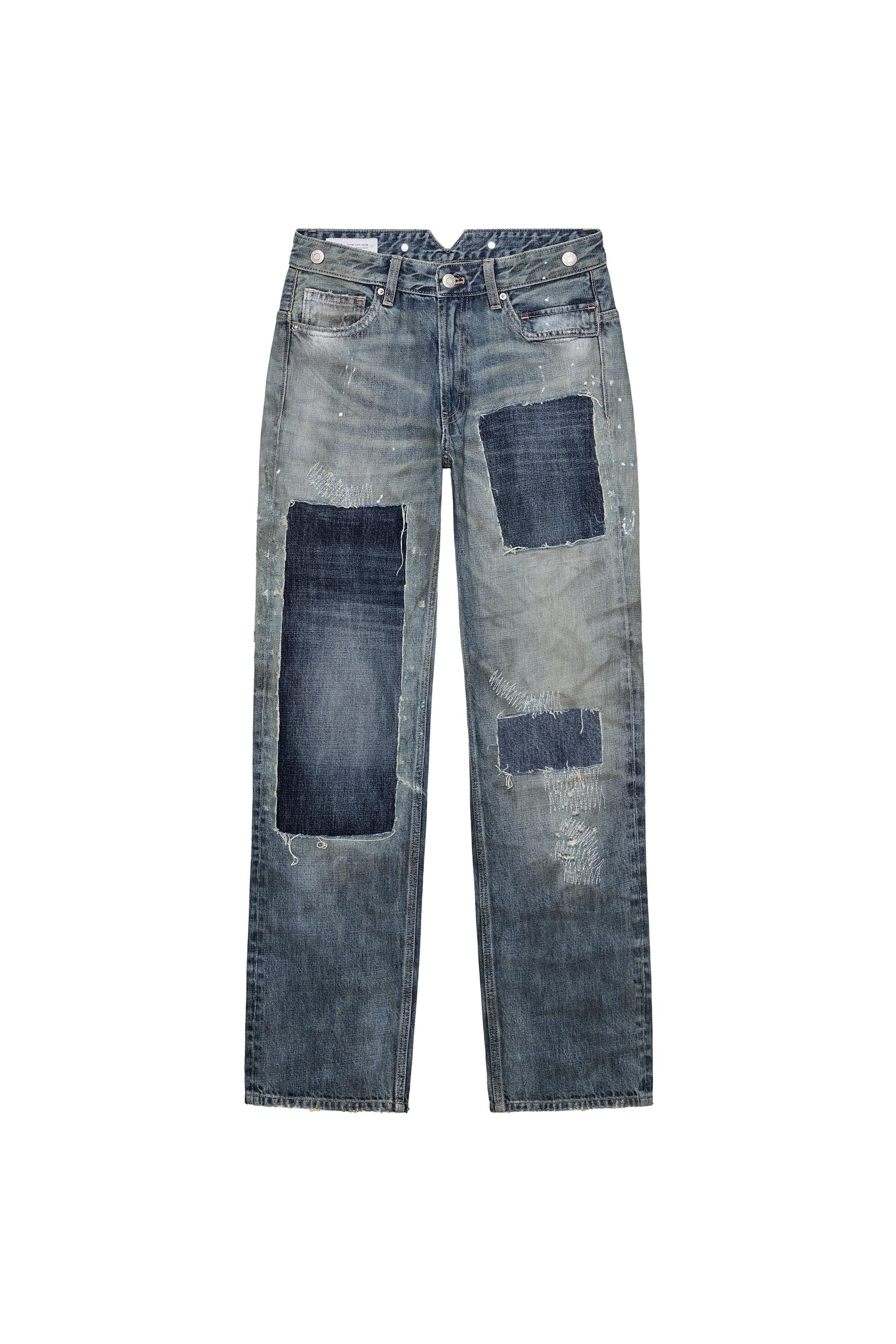 TRF LOW-RISE RIPPED PATCH JEANS